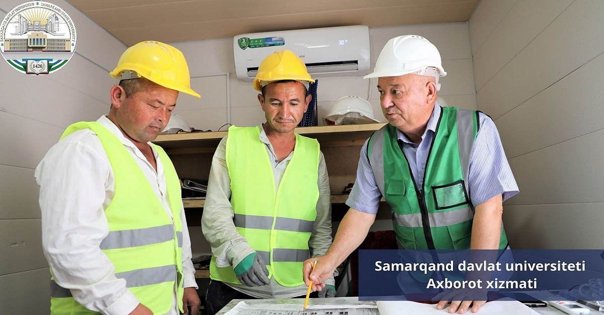 Photos from construction and repair work at Samarkand State University...