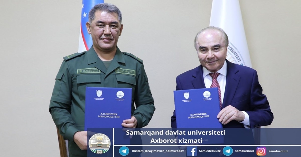 Samarqand davlat universiteti va Samarqand viloyat prokuraturasi o‘rtasida memorandum imzolandi...