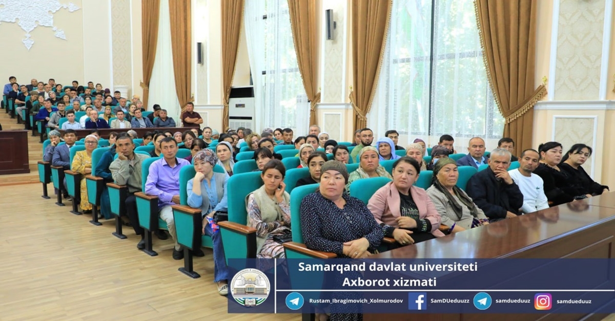 A meeting was held with the parents of first-year students at the Institute of Biochemistry of Samarkand State University.