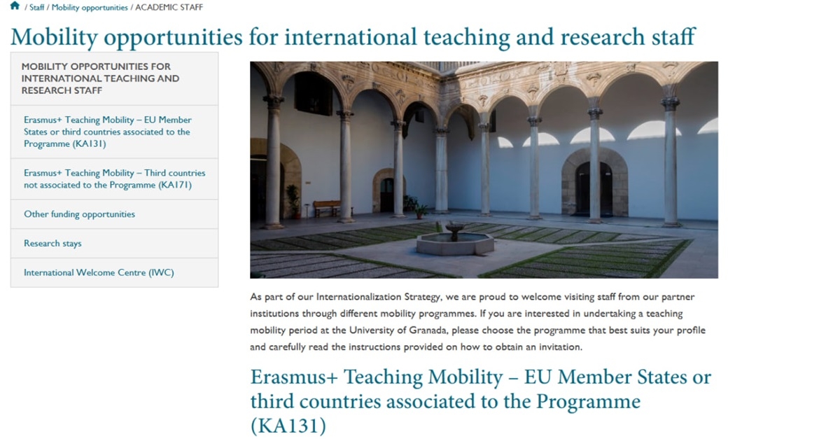 UGR - Staff mobility application/nomination. Erasmus+ ICM